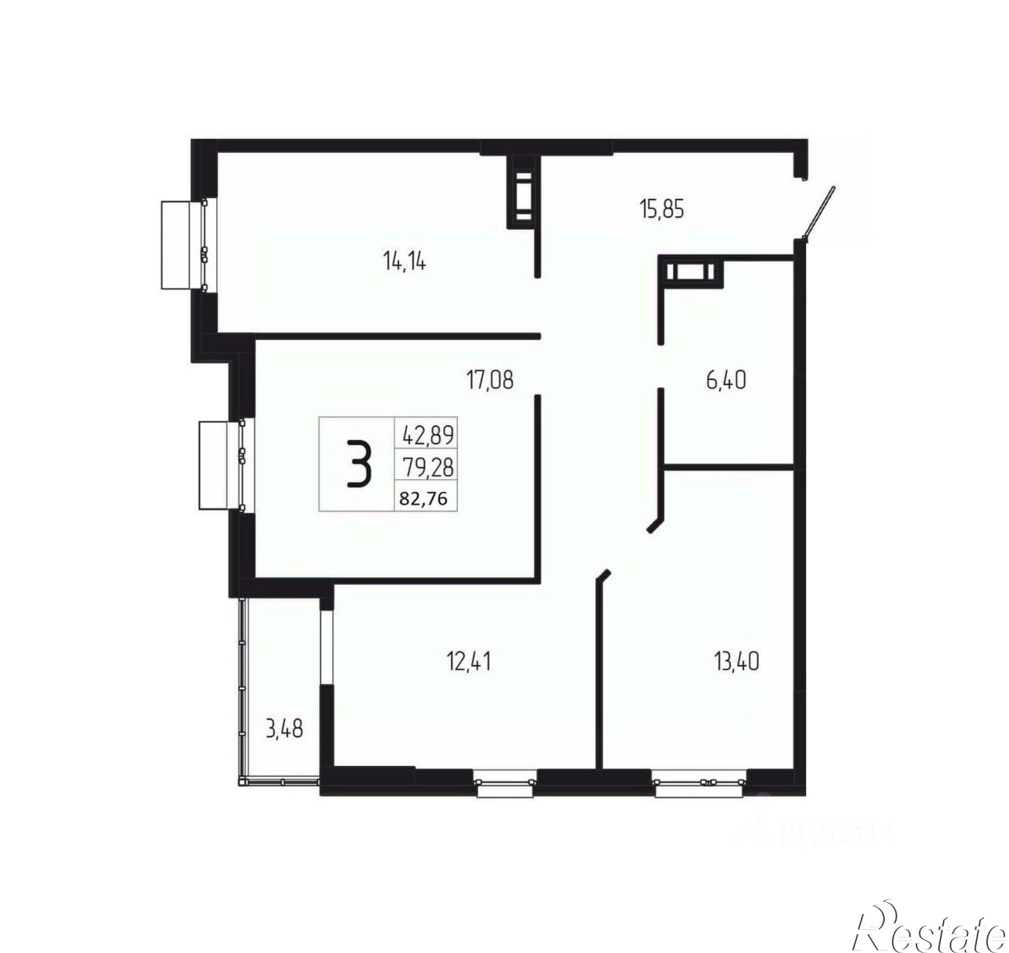 Купить квартиру за 9 113 600 рублей на район Семь Ветров, бульвар 30-летия Победы