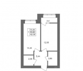 1-комн, 42 кв м, этаж 7/10 ул Смольная, 27