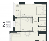 2-комн, 53 кв м, этаж 12/17 улица Степана Разина, 25/2