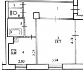 2-комн, 57кв м, этаж 5/5 улица Дзержинского, 33