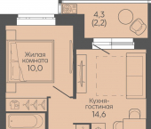 1-комн, 35 кв м, этаж 12/22 Трёхгорная улица, 27